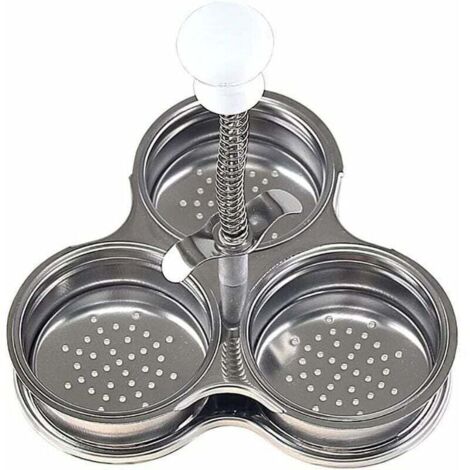 Cuiseur à œufs pochés à trois grilles en acier inoxydable, moule à œufs pochés,coquetiers pochés en acier inoxydable antiadhésif avec trous pour accessoires de cuisine -1615.46.4cm-1pc (1/4)