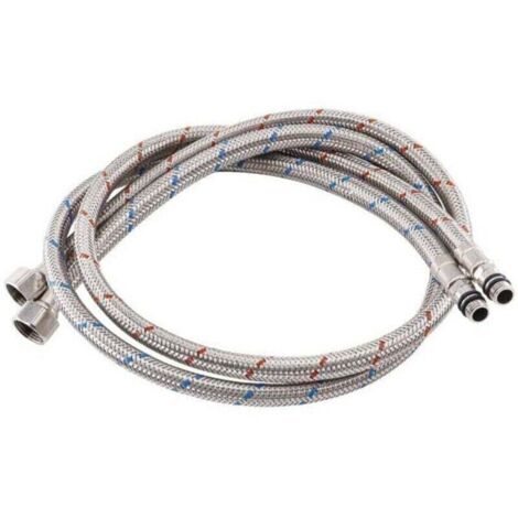 Raccordement flexible en acier inoxydable 100cm pour mitigeur robinet d'évier cuisine - Eau chaude et froide