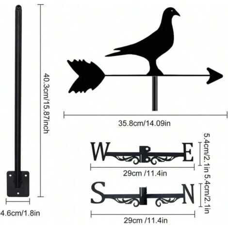 Girouette décorative d'extérieur en forme de pigeon, idéale pour les fermes, les jardins et les patios (1/4)