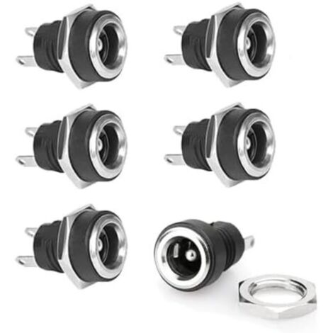 Lot de 6 connecteurs DC femelle 5,5 x 2,1 mm 2 broches DC Power Jack femelle DC encastrable (1/5)