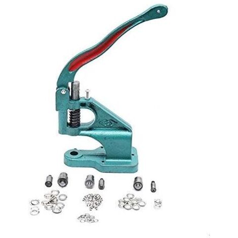 Presse à Œillets, Kit d'Outils de Poinçonnage Manuel Machine à Œillets Robuste, avec 3 Matrices (6 mm/10 mm/12 mm) et 1500 œillets argentés pour Tissu Cuir Artisanat Rideaux Pince emporte pièce