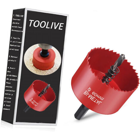 Scie Cloche Bi-métal, Scie Cloche Bois Ø60mm, Scie Trépan avec Adaptateur Hexagonal et Foret de Centrage, pour Percer Plastique, PVC, Bois, Panneaux Fibres, Métal Souple- (1/5)