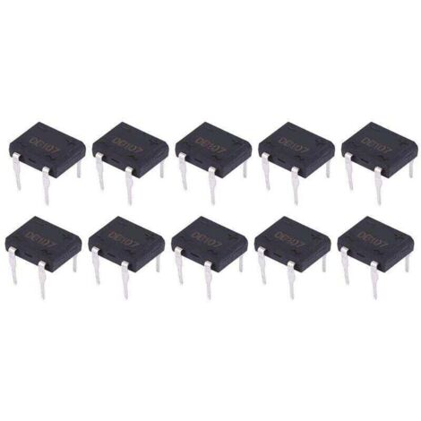 DB107 Pont Redresseur de Diode 1A 1000V 4 Broches pour Appareils Ménagers et Circuit Électronique Industriel(10Pcs)