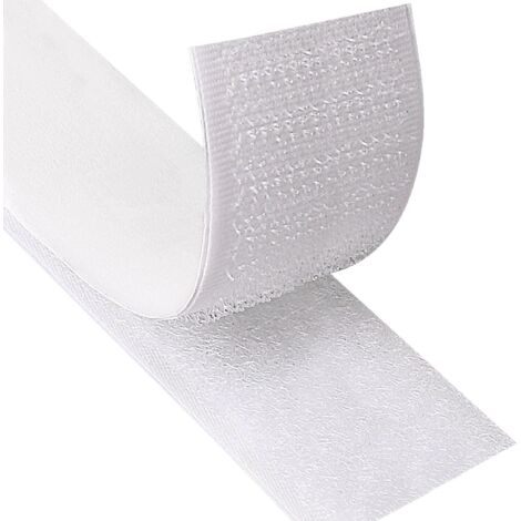 Scratch Autocollant Double Face, 3 Mètre 30 mm Rubans Adhésifs, Bande Agrippantes Adhésives Avec Crochets Et Boucles (30 mm x 3 m, Blanc) (1/5)
