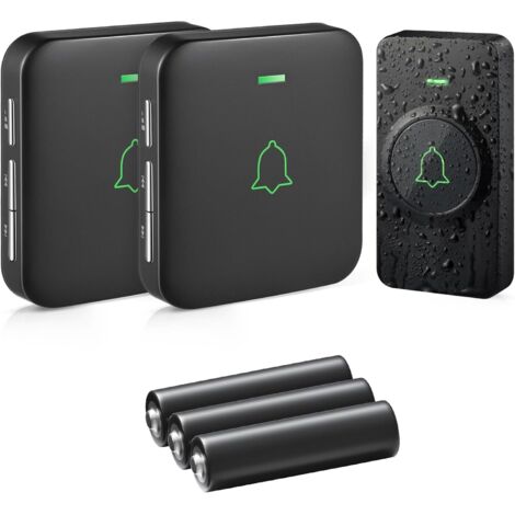 Sonnette sans Fil, Sonnette sans Fil extérieur étanche 400 m étanche, Kit de Carillon électronique, IP55 Eau et poussière, 52 mélodies aux 5 Niveaux de Volume, Batteries incluses, BA-12 (1/5)