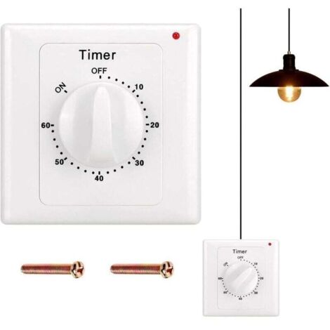 Interrupteur de compte à rebours : minuterie 60 minutes interrupteur d'éclairage avec minuterie, protégé contre l'eau, Creuser des trous pour l'installation pour salle de bain, ventilateur, lumières (1/4)