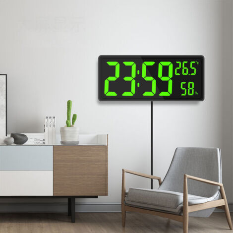 Horloge numérique murale rectangulaire avec affichage LED Température et humidité 3 niveaux de luminosité Installation facile (1/5)