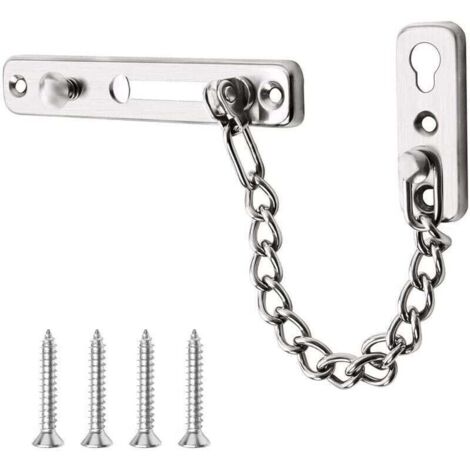 Chaînes Argenté de Porte de Sécurité Verrou de Porte Coulissant avec Vis pour Famille Hôtel Appartement (1/4)