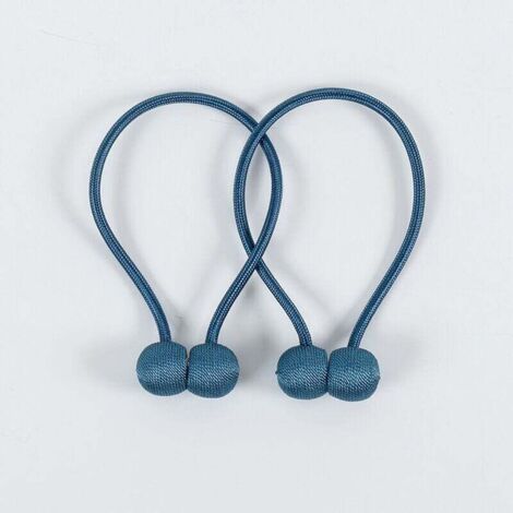 Lot de 2 Embrasses de Rideaux Magnétiques- Bleu Corde pour Rideaux Tressage avec Aimant Solide pour Chambre Salon Bureau (1/4)