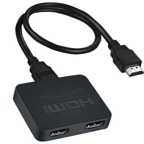 Répartiteur vidéo HDMI 4K, 1x entrée 2x sortie, 3840X2160P, 60HZ, prise en charge HDCP/3D, alimentation microUSB 5V 1A, noir (1/4)
