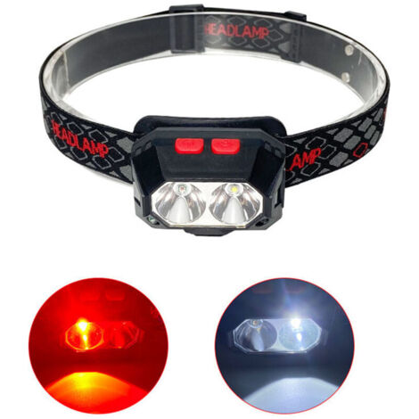 Lampe Frontale LED Rechargeable Puissante, Torche Frontale LED USB 1000lux Lumière Blanche et Rouge 6 Modes d'Éclairage IPX4 pour Cyclisme, Camping, Randonnée, Bricolage,Durable 6-8 Heures (1/5)
