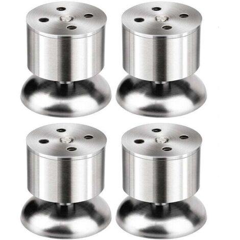Lot de 4 Pieds - 6cm de Meuble Réglable Pieds de Table en Acier Inoxydable avec Tapis en Caoutchouc et Vis (1/4)