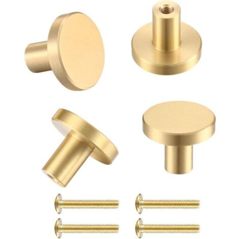 Lot de 4 boutons et poignées de porte, poignées de porte de placard à trou unique, petits boutons de porte à tirer avec vis pour tiroir, armoire, armoires, porte (1/4)