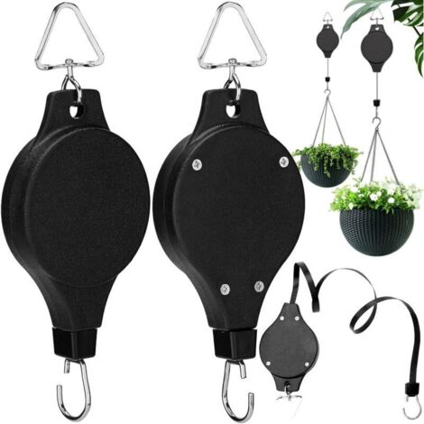 Poulies de Plantes,Suspension Escamotable pour paniers Suspendus et mangeoire à Oiseaux(2pcs) (1/4)