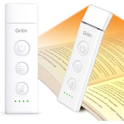 Lampe de Lecture Rechargeable, Liseuse Lampe Clip au Lit, 3 Couleurs Protection des Yeux & 5 Luminosités Réglables en Continu, Compacte et Durable, Cadeaux pour Lecteurs de Livres