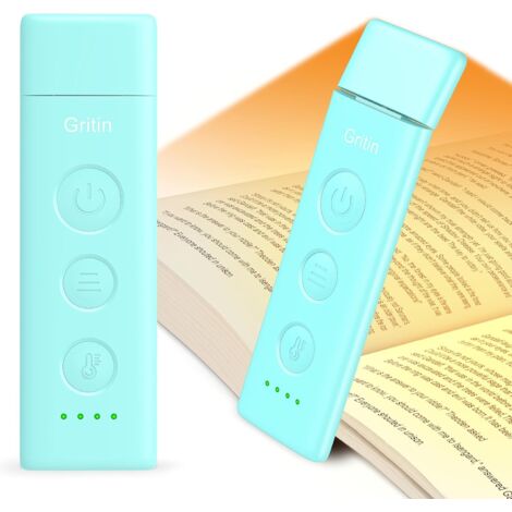Lampe de Lecture Rechargeable, Liseuse Lampe Clip au Lit, 3 Couleurs Protection des Yeux & 5 Luminosités Réglables en Continu, Compacte et Durable, Cadeaux pour Lecteurs de Livres-Bleu (1/5)
