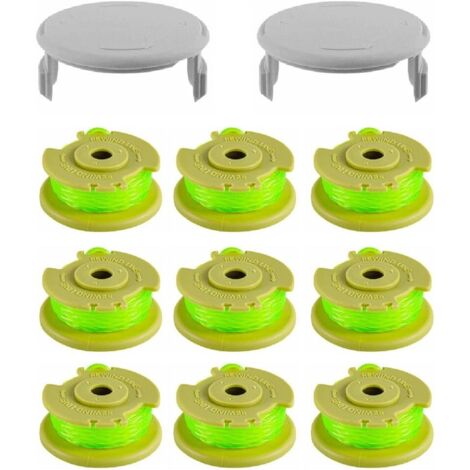 Lot de 9 bobines de fil de débroussailleuse Plus+ AC80RL3, têtes de rechange en nylon avec couvercles pour débroussailleuse sans fil 18 V 24 V 40 V 0,080 cm x 3,4 m (1/5)