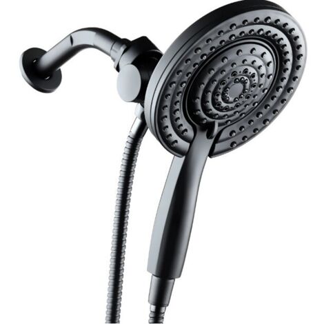 Matte Black 2-in-1 Dual Shower Head Combo - High Pressure Rainfall Top Spray and Handheld Wand Set - 59" Anti-Twist Hose - Multi-Function Pressure Balanced Shower System for Bathroom (Matte Black) (1/5)
