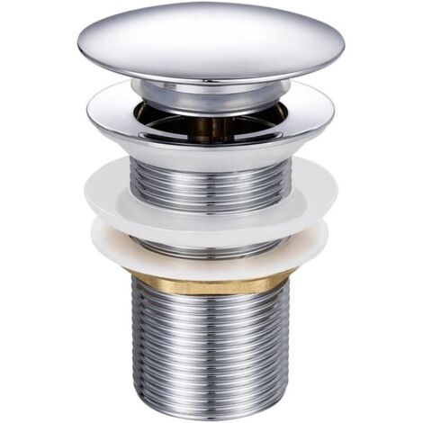 Bouchon de vidange universel pour lavabo - Filtre de vidange à clapet, grand couvercle, joint étanche - Bouchon de vidange à pression en acier inoxydable, convient aux vasques à poser et aux lavabos e (1/2)