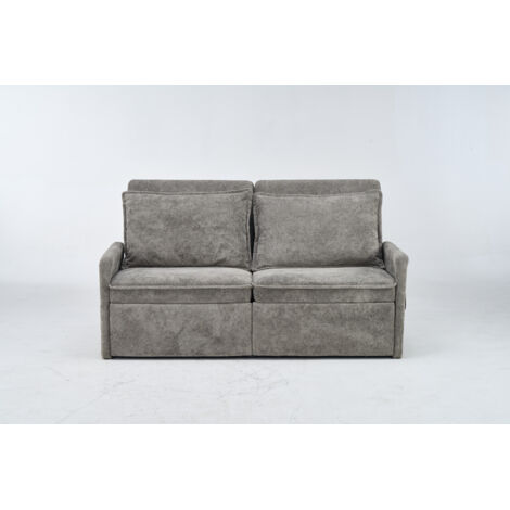 Canapé multifonctionnel moderne en tissu velours, canapé-lit avec dossier réglable en 5 positions, avec poche de rangement + double interface de charge, pour petit espace【Gris】 (1/5)