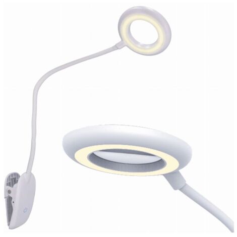 Lampe de bureau LED avec pince rechargeable, bras flexible réglable, luminosité ajustable pour lecture et travail (1/5)