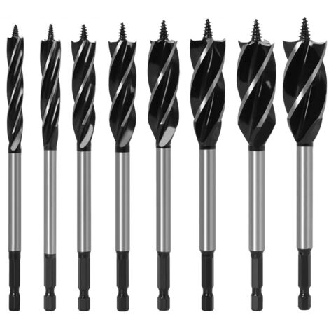 8 Pcs Forets à 4 Lames pour Bois Poignée Hexagonale en Acier au Carbone 1/4" Forets Set 10mm 12mm 14mm 16 mm 18mm 20mm 22mm 25mm Mèche Auto-taraudeuse à Coupe Rapide pour Perceuses Électriques