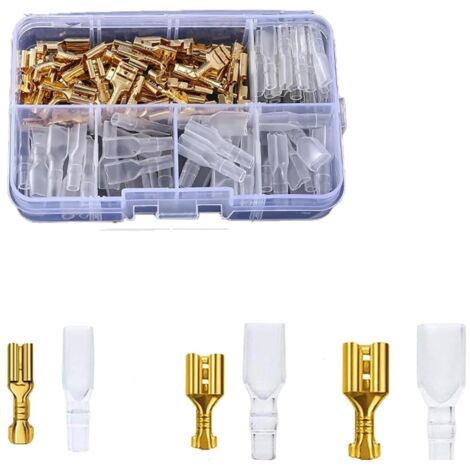 Câble de Terminal d'accueil en or et argent, 120 pièces, Terminal nu, gaine d'insertion à ressort, ensemble de terminaux, paire mâle et femelle, boîte à bornes(Golden 120pcs) (1/2)