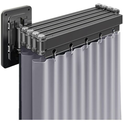 Rideau De Douche Sans Perçage,Tringle à Rideau De Douche Pliable Avec Ventouses,Résistante à La Moisissure,Imperméable,Lavable,Équipée De Ventouses Puissantes,Pour Douche d'Angle(5 Plis,160cm)