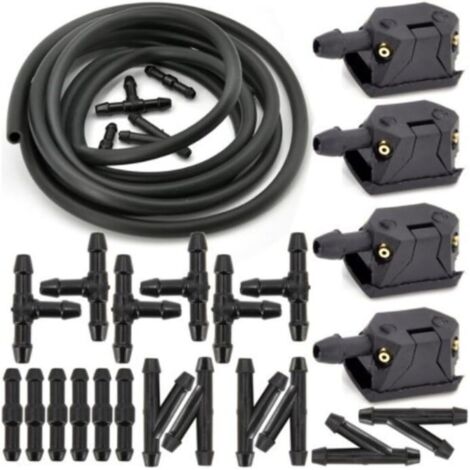 35 PCS avant essuye-glace bras lave-buse Jets tuyau de tuyau de tube de vanne de 4 voies 2m (1/4)