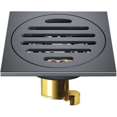 Drain carré, 10,16 x 10,16 cm, acier inoxydable 304, noyau en laiton, gris bronze (1/5)