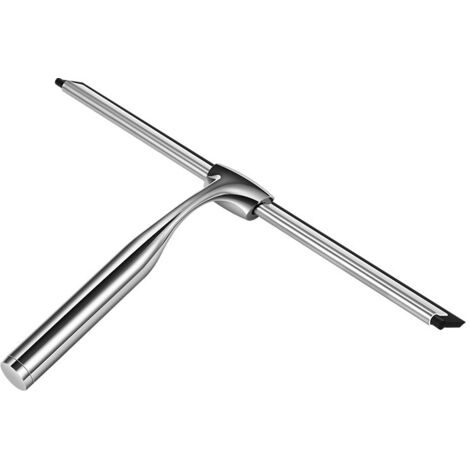 Raclette de douche, raclette de douche en acier inoxydable raclette de douche 12 pouces avec support mural sans perage pour portes de douche, salles de bains, cuisines, fenêtres et vitres de v (1/5)