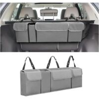 Rangement Coffre de Voiture, Organisateur De Coffre De Voiture, Pliables Rangement Organisateur de Coffre Sacs de Coffres Voiture, Antidérapant, Sangle Fixation Réglable(Gris)
