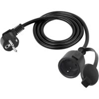 Rallonge Electrique Shucko 90 Degrés Extérieur, Rallonge Courte de Sécurité Noir pour Maison, Jardin, Chantier (1m)