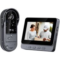 Sonnette sans Fil avec Caméra Extérieur Étanche 1080P, Visiophone Vidéo sans Fil Écran 4.3", Interphone Vidéo pour Famille Angle de Vision 170°, Portier Vidéo pour Maison, Interphone sans WiFi