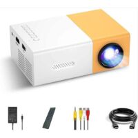 Mini videoprojecteur LED vidéoprojecteur, Portable Movie Retroprojecteur Soutenir 1080p, Cadeau Les Enfants, Compatible avec Smartphone / PS4 / Firestick