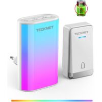 Sonnette sans Piles, Sonnette de Porte sans Fil avec Prise EU et lumière RGB, Sonnette de Porte étanche IP65, Sonnette de Porte sans Fil, Sonnette de Porte avec 60 mélodies et 5 Niveaux de