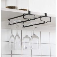 Wine Glass Rack, 2-Piece Stemware Holder for Cabinets, Under-Cabinet Wine Glass Rack, Kitchen Hanging Storage Rack, Black (for Partition Thickness Less Than 2.54 cm) ...