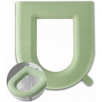 Toilet seat heater, extended toilet seat cover, padded toilet seat cushion, O-shaped washable or portable toilet lid. (Matcha green, 2 pieces)