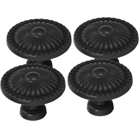 Poignée de porte de cuisine ronde en alliage de Zinc, 4 pièces, trou unique, pour placard, 388 noir (1/5)