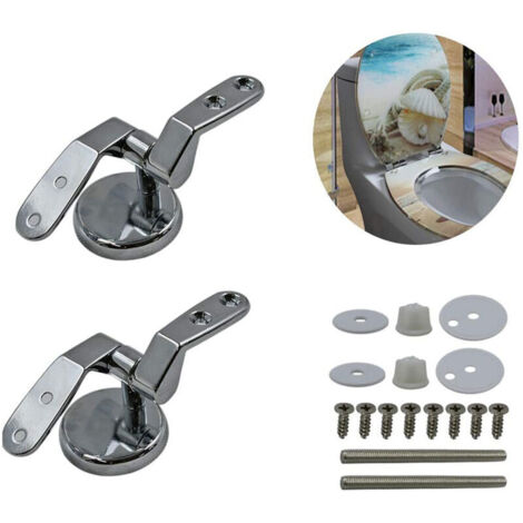 Matériel de fixation de couvercle, charnières de couvercle de toilette avec accessoires à vis (argent) (1/5)
