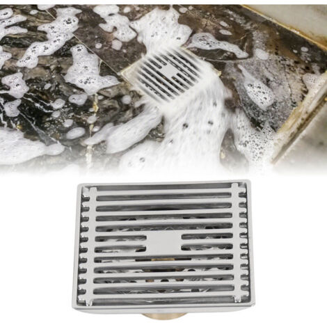 Drain de sol à haut débit, placage électrique, Drain de douche carré brillant avec filtre à cheveux, Drain de douche de salle de bains (1/5)
