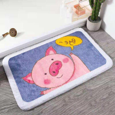 Paillasson intérieur antidérapant coloré, paillasson d'entrée 60x40cm, tapis d'entrée pour la décoration de la maison, cochon rose épaisseur 40x60cm (1/4)