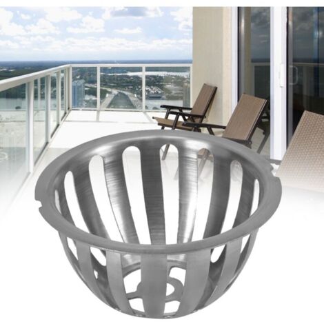 Drain de sol Anti-blocage de forme ronde en acier inoxydable, 2 pièces, pour balcon de jardin (100mm) (1/5)