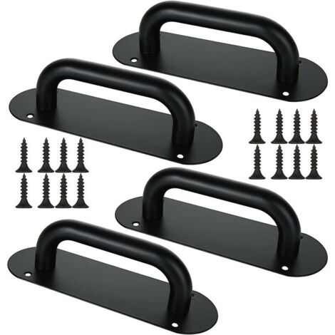 4pcs poign e de porte coulissante noire 200x65mm poign e de porte coulissante en acier inoxydable avec bac (1/5)