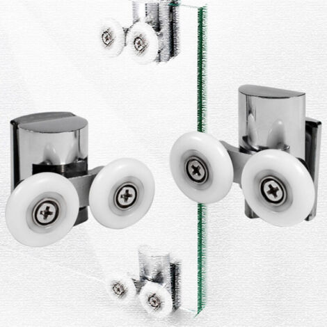 Roulettes de porte de salle de bain de 23 mm, roulettes de fixation de porte de douche multifonctions, roulettes de porte en verre, roulette de salle de bain double pivotante pour porte coulissante en (1/5)