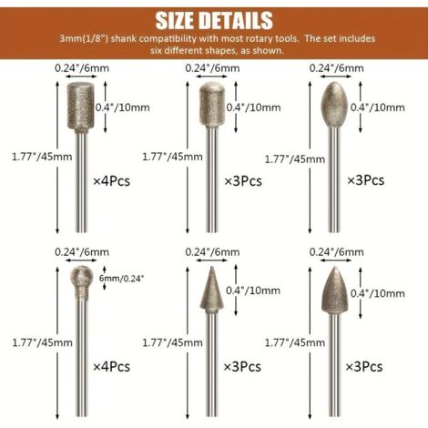 Tête De Meulage Avec Tige Hexagonale 6,35 Mm Pour Polissage Et Sculpture