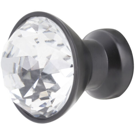 4 pièces. Boutons d'armoire en cristal 30mm, boutons de tiroir d'armoire à trou unique, poignées de traction (noir) (1/5)