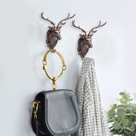 Résine forme animale salle de bain mur serviette crochet suspendu manteau chapeau clés cintre Antique or (1/5)