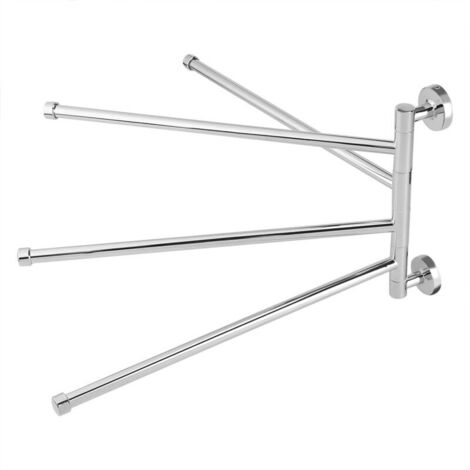 Porte-serviettes Pivotant Mural - Rotation 180°, Installation Adhésive, 3 Bras, Blanc ABS, Pour Salle De Bain Ou Placard