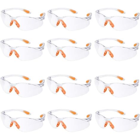 Lot de 12 Lunette de Sécurité Lunettes de Protection Travail avec Lentilles Transparentes Anti-Buée Lunette Protection pour Jardin Laboratoire Chimie (1/5)